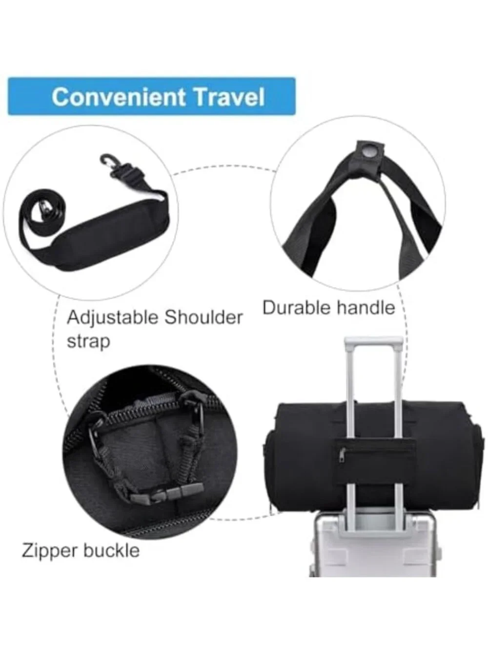 Convertible Duffle Bag & Garment Bag for Travel, Carry-On with Shoe Compartment